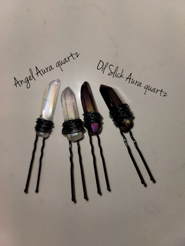 Aura quartz bun pins